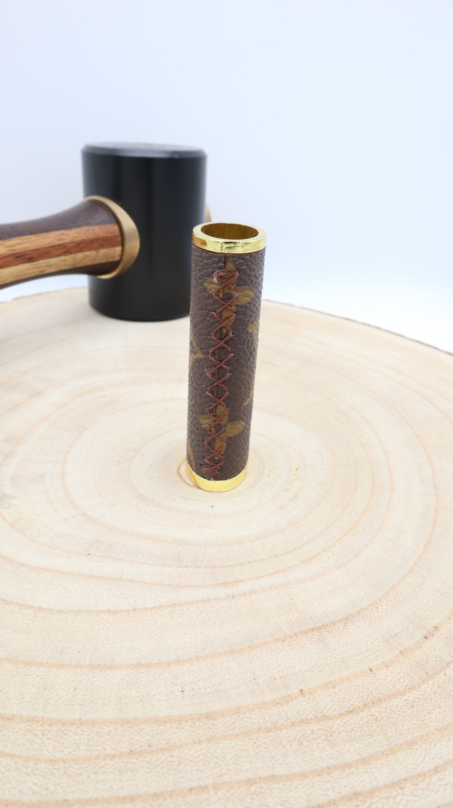 Gold Lighter Sleeve: Brown repurposed Louis