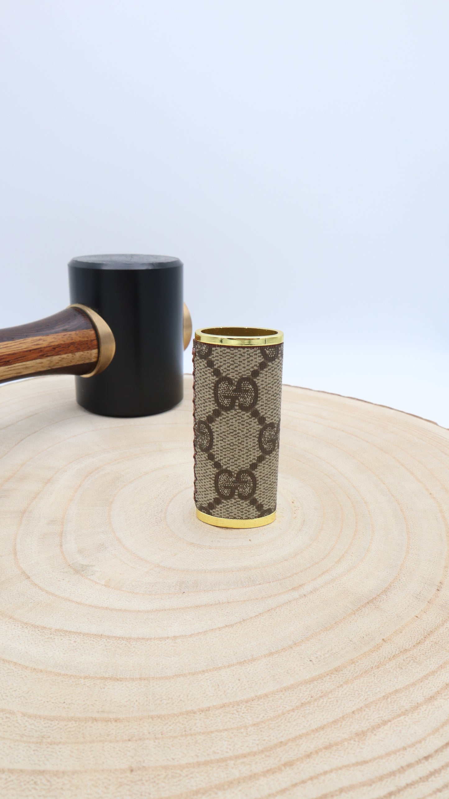 Gold Lighter Sleeve: Brown repurposed Gucci