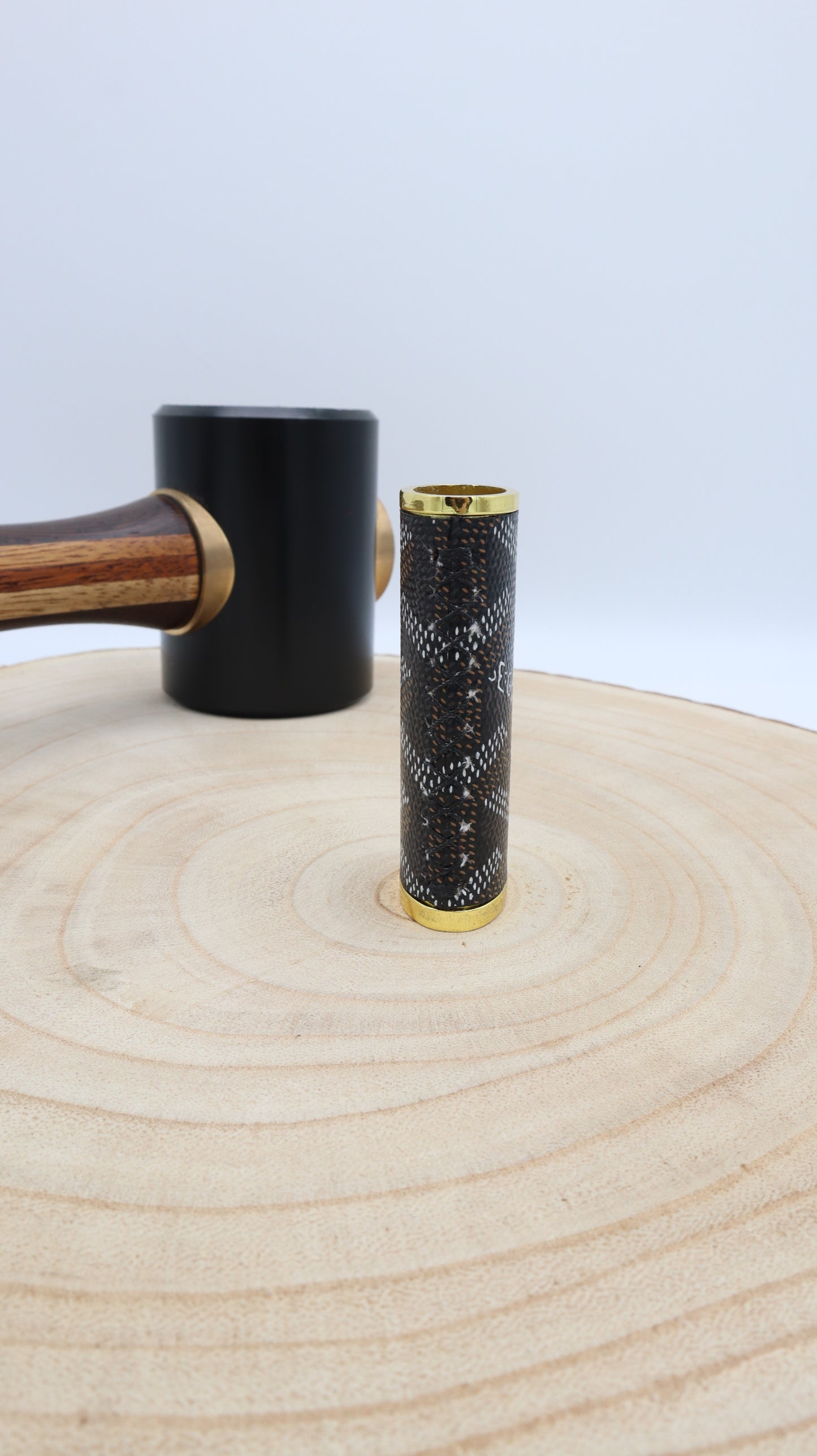 Gold Lighter Sleeve: Black repurposed Goyard