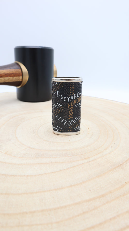 Mini Silver Lighter Sleeve: Black repurposed Goyard