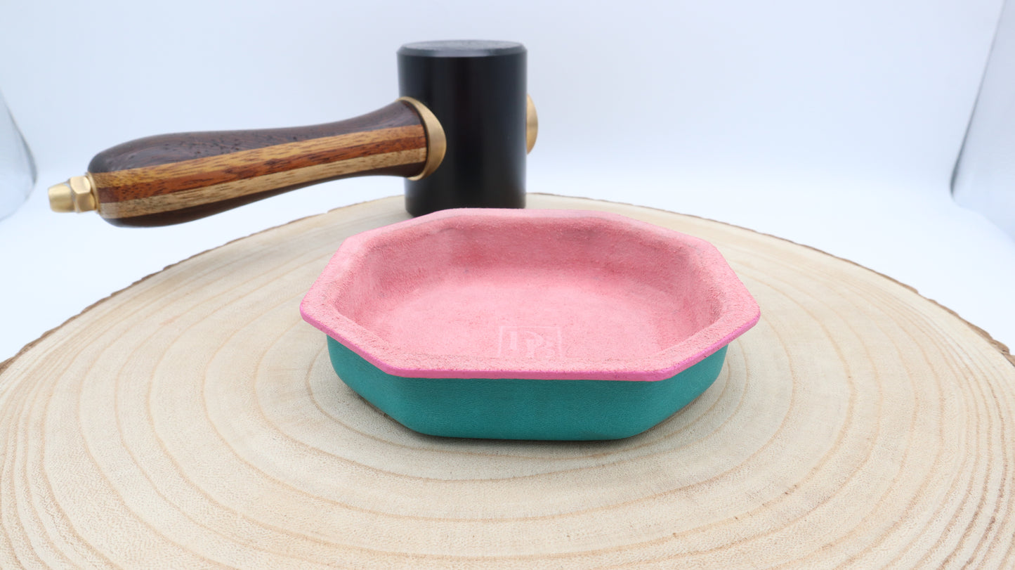 Leather Desk/Valet Tray: Pink & Turquoise